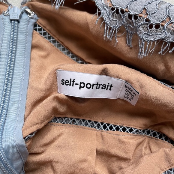 Self-Portrait Blue Fine Cord Lace Midi Dress - Picture 3 of 6